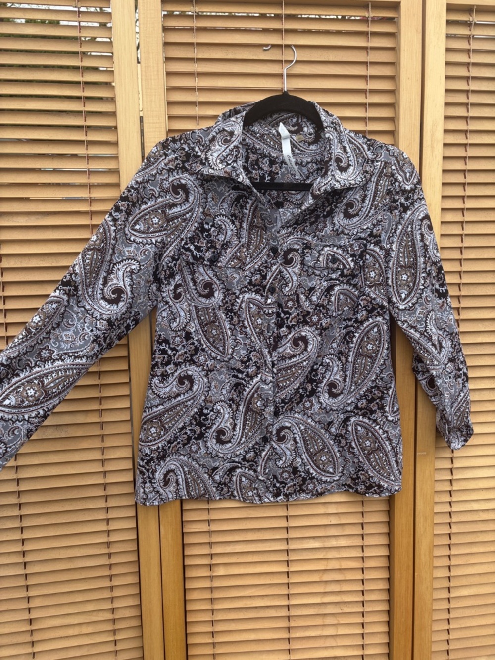 All Saints Black & White Grey Brown Paisley Button-Down Shirt